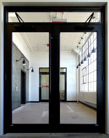 Commercial Aluminum Double door installation in New York